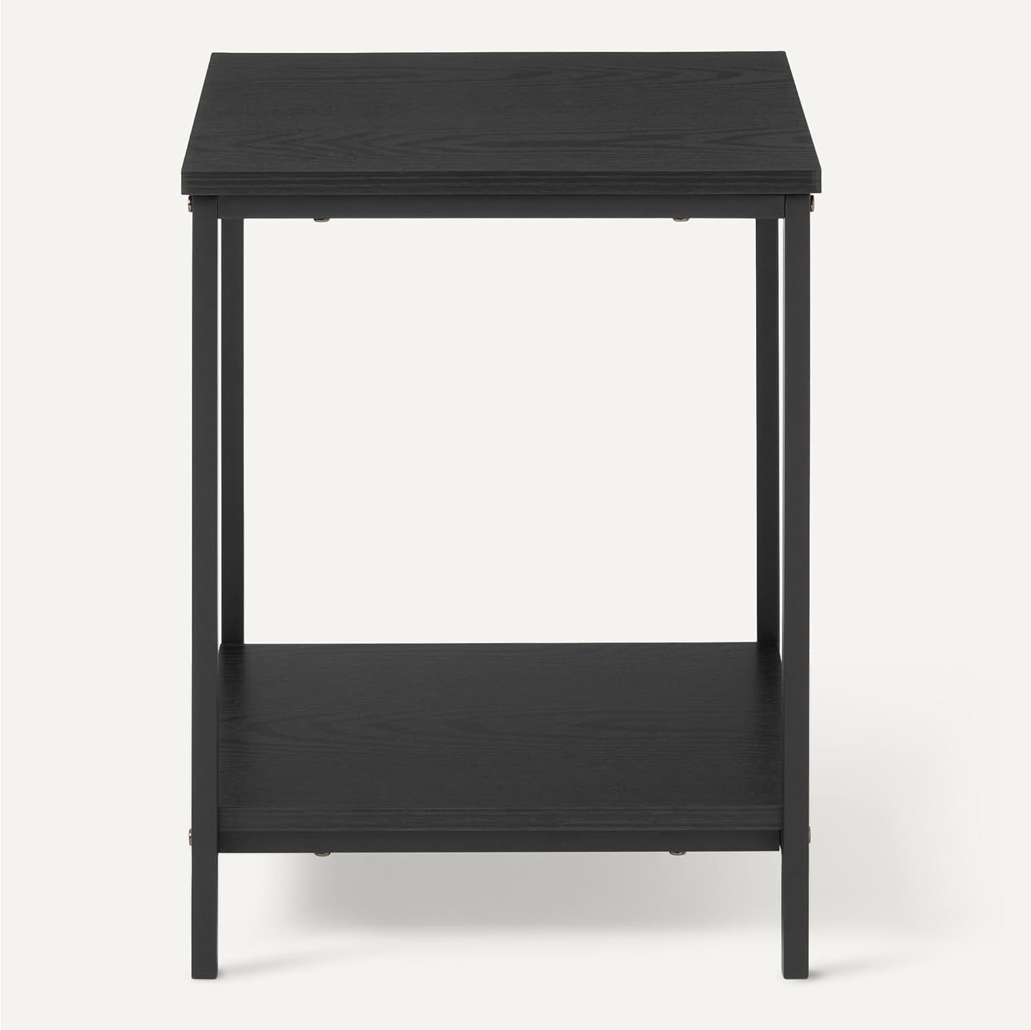 Square Side Table with Bottom Shelf, Black 40x40x51cm