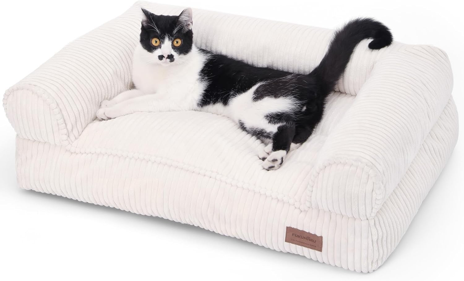 Corduroy Cat Couch Bed Washable Plush Pet Sofa Anti Slip Medium