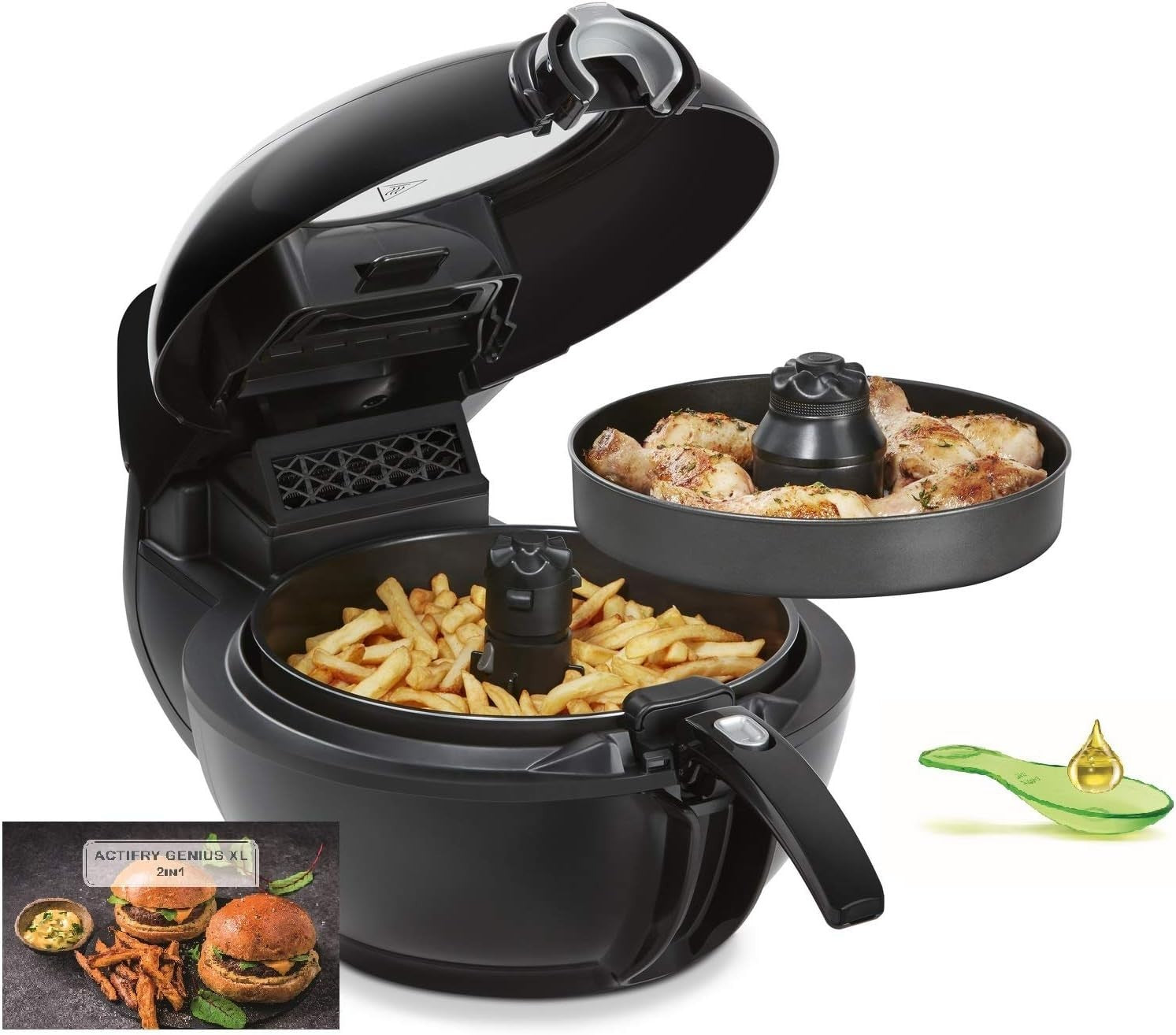 2-in-1 Hot Air Fryer XL 1.7kg 1500W 9 Programs Touchscreen No Oil
