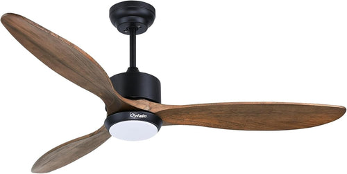 Ovlaim 132cm Wood Ceiling Fan with Light, Quiet DC Motor, Remote Control