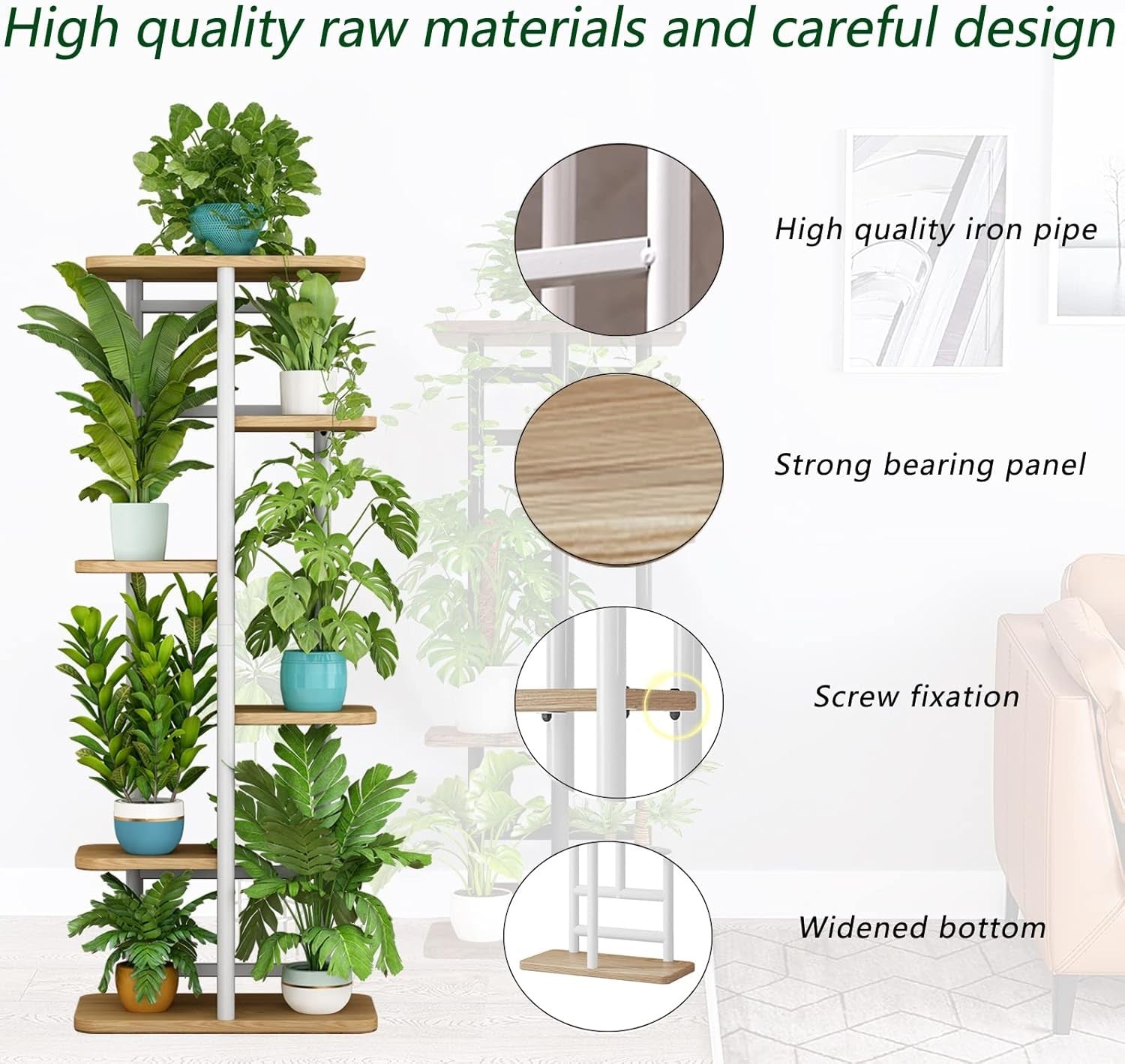 6 Tier Metal Plant Stand Indoor 7 Pot Flower Rack Corner Display Shelf for Home