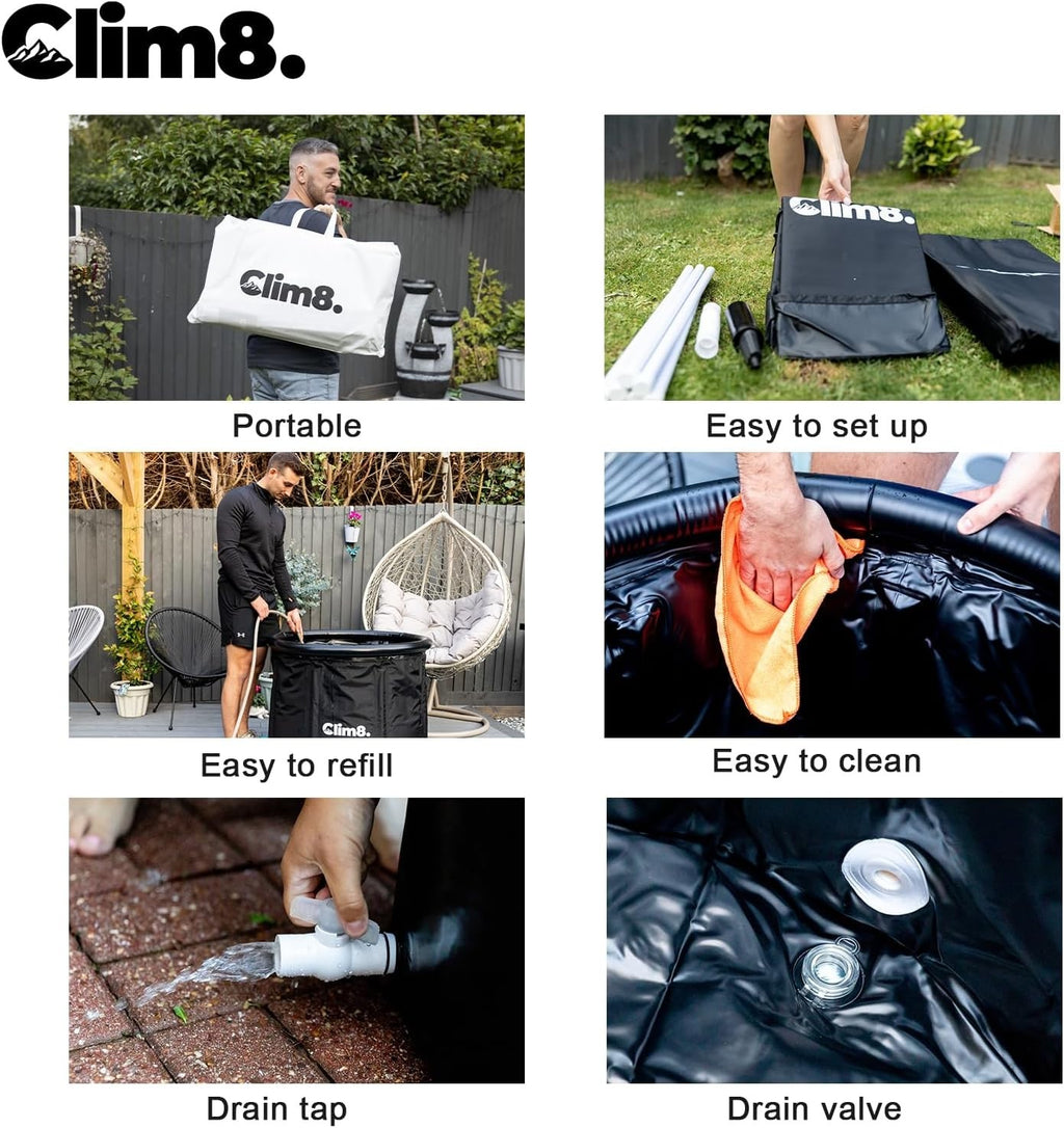 400L XL Portable Ice Bath Tub Cold Plunge Pool with Lid for Recovery