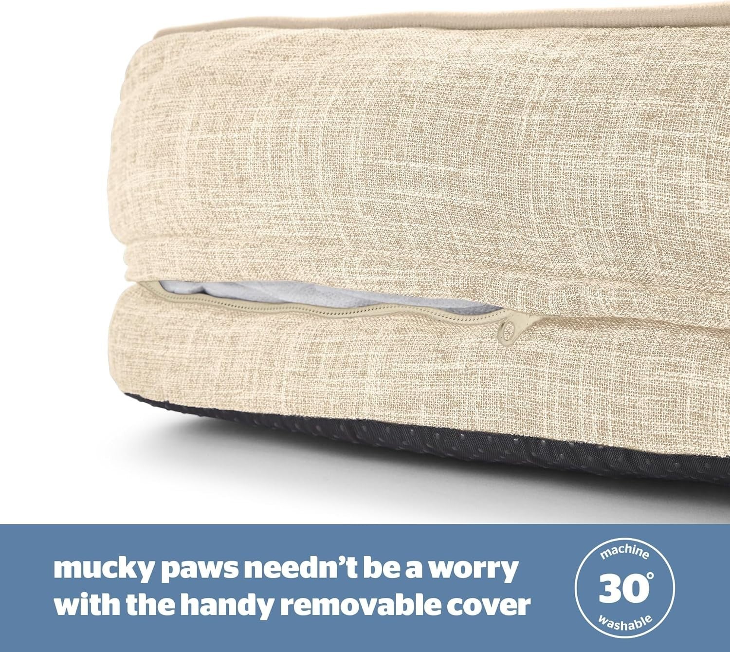 Medium Orthopedic Dog Bed 80x59cm Washable Non Slip Natural