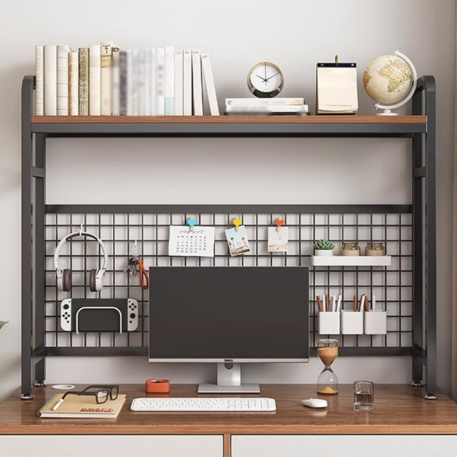 Desktop Bookshelf 45" Desk Hutch Organizer Adjustable Shelf Rack Black