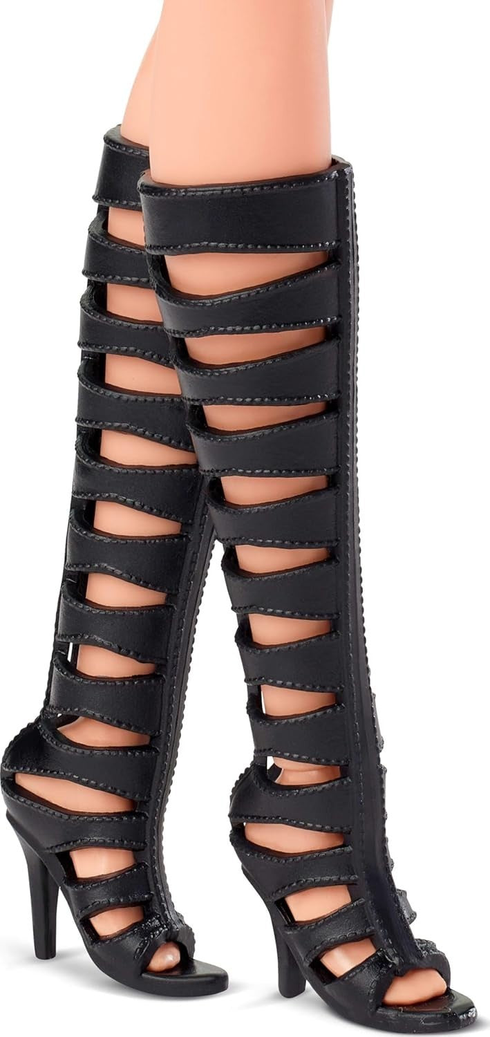 Collector Fashion Doll Black Mini Dress Gladiator Boots Posable