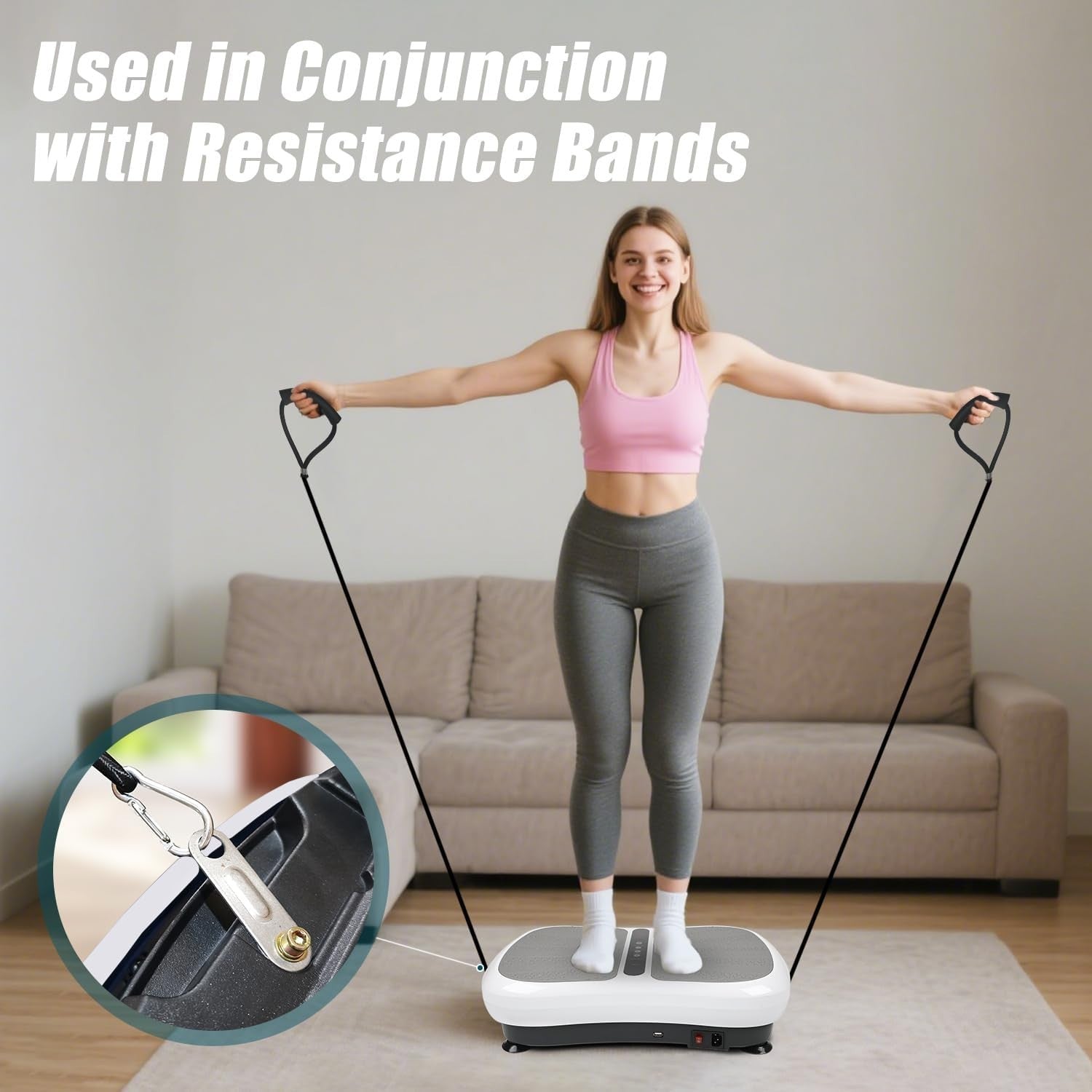 Portable Vibration Plate Exercise Machine Bluetooth Bands Whole Body Trainer