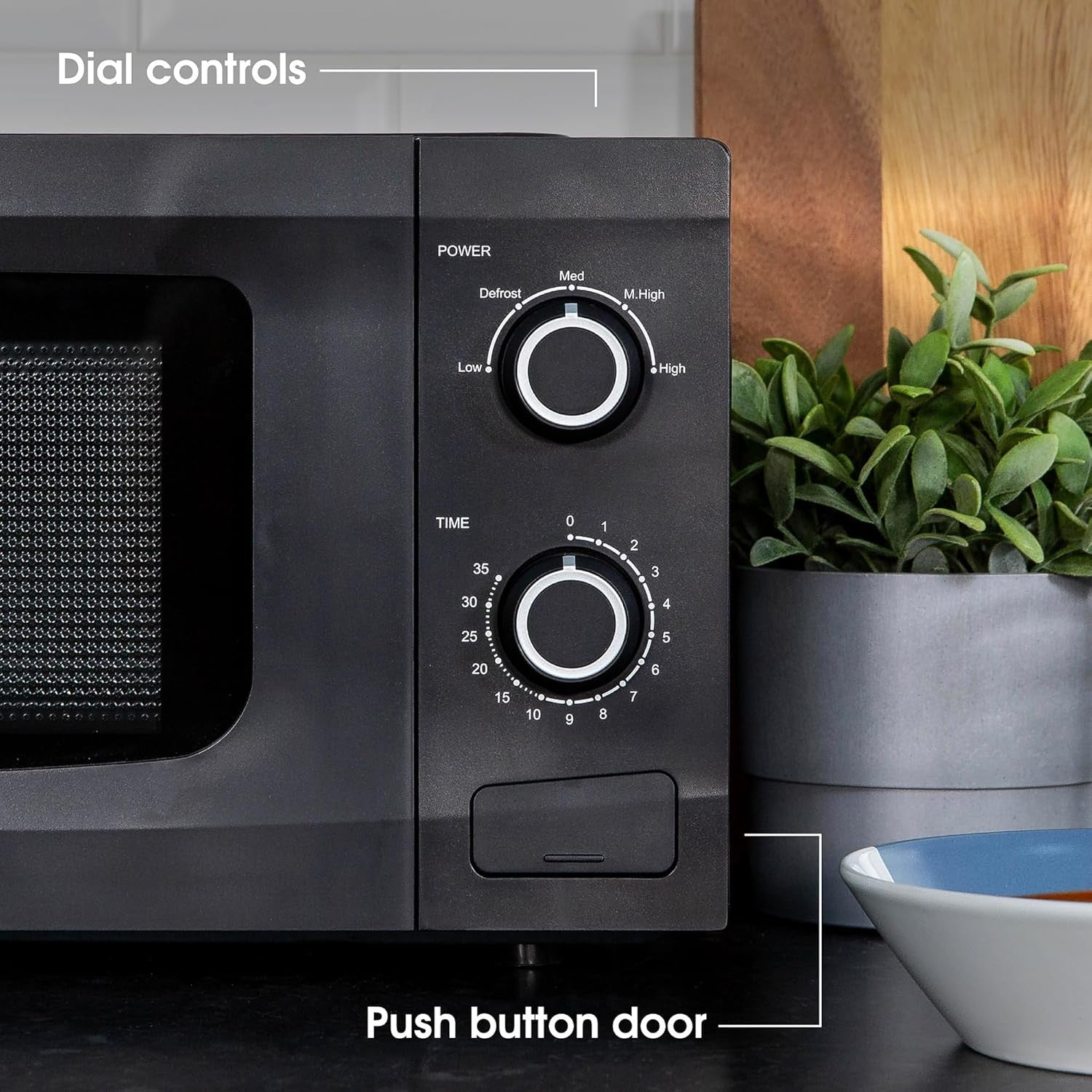 20L Microwave 700W Manual 5 Power Levels Defrost Black