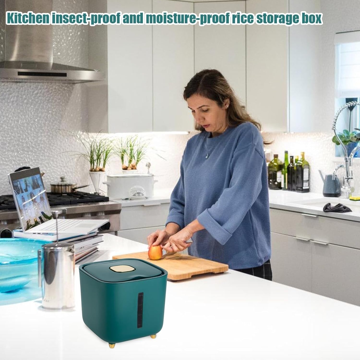 10KG Airtight Rice Storage Container Clear Window Grain Dispenser Bin