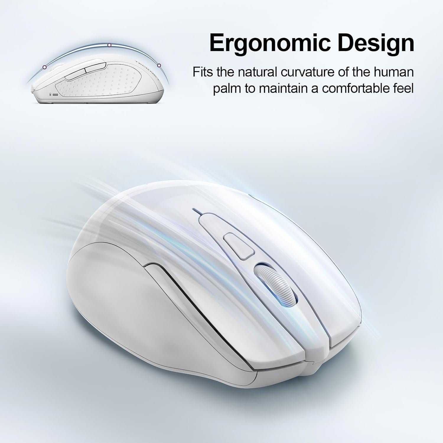 Silent Wireless Bluetooth Mouse 4800DPI Ergonomic Rechargeable Laptop PC