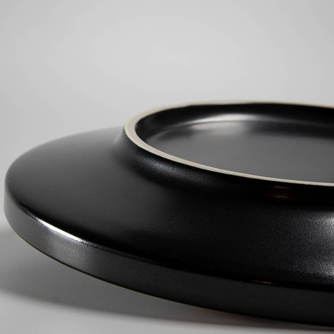 6pc Black Ceramic Breakfast Plates 22cm Matte Glaze Microwave Dishwasher Safe