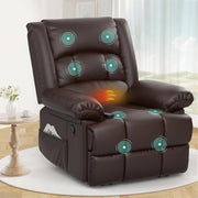 Recliner Armchair Massage Heat Padded Chair Adjustable Backrest Legrest Brown
