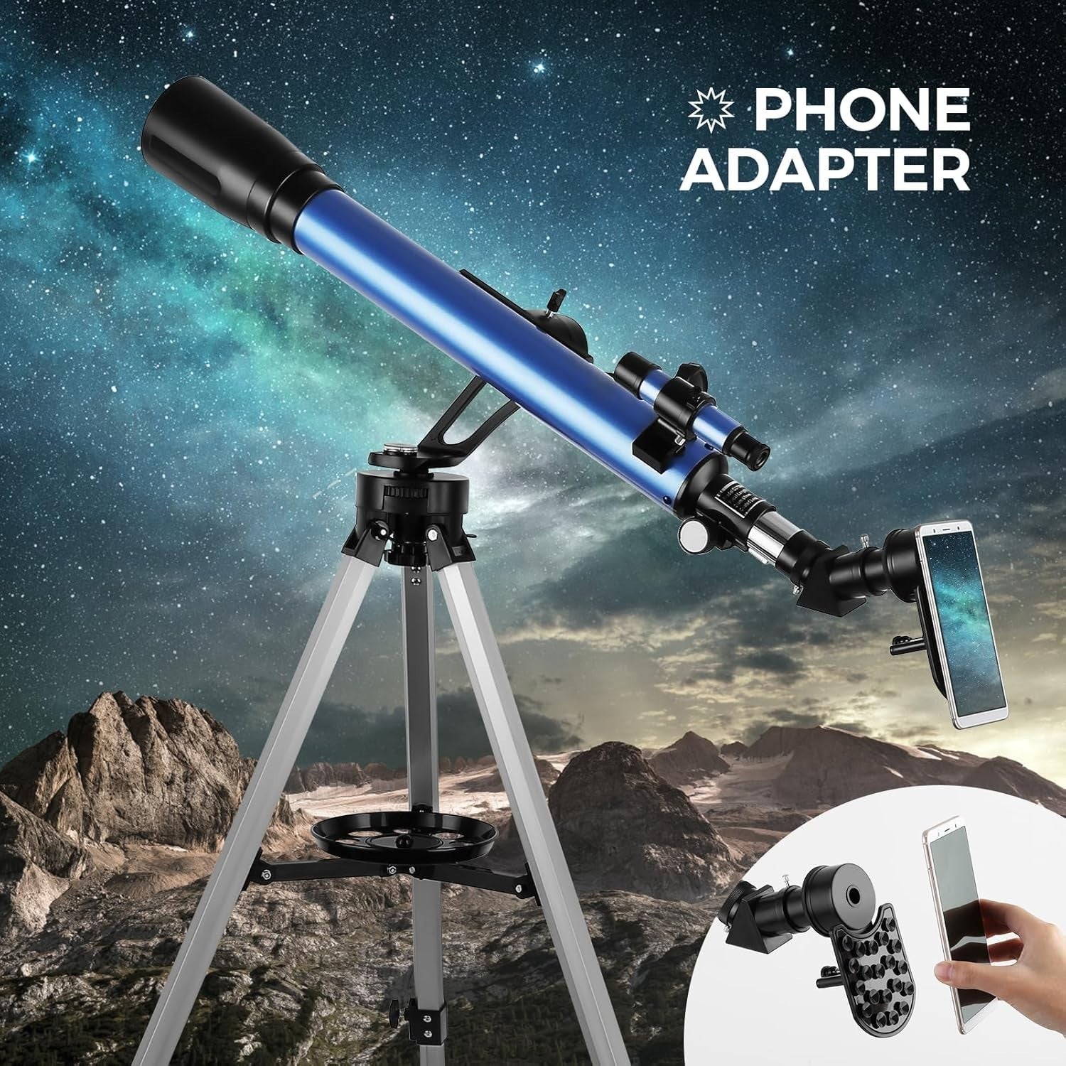 60/700mm Beginner Telescope | 28–116x Magnification | Phone Adapter AZ Tripod