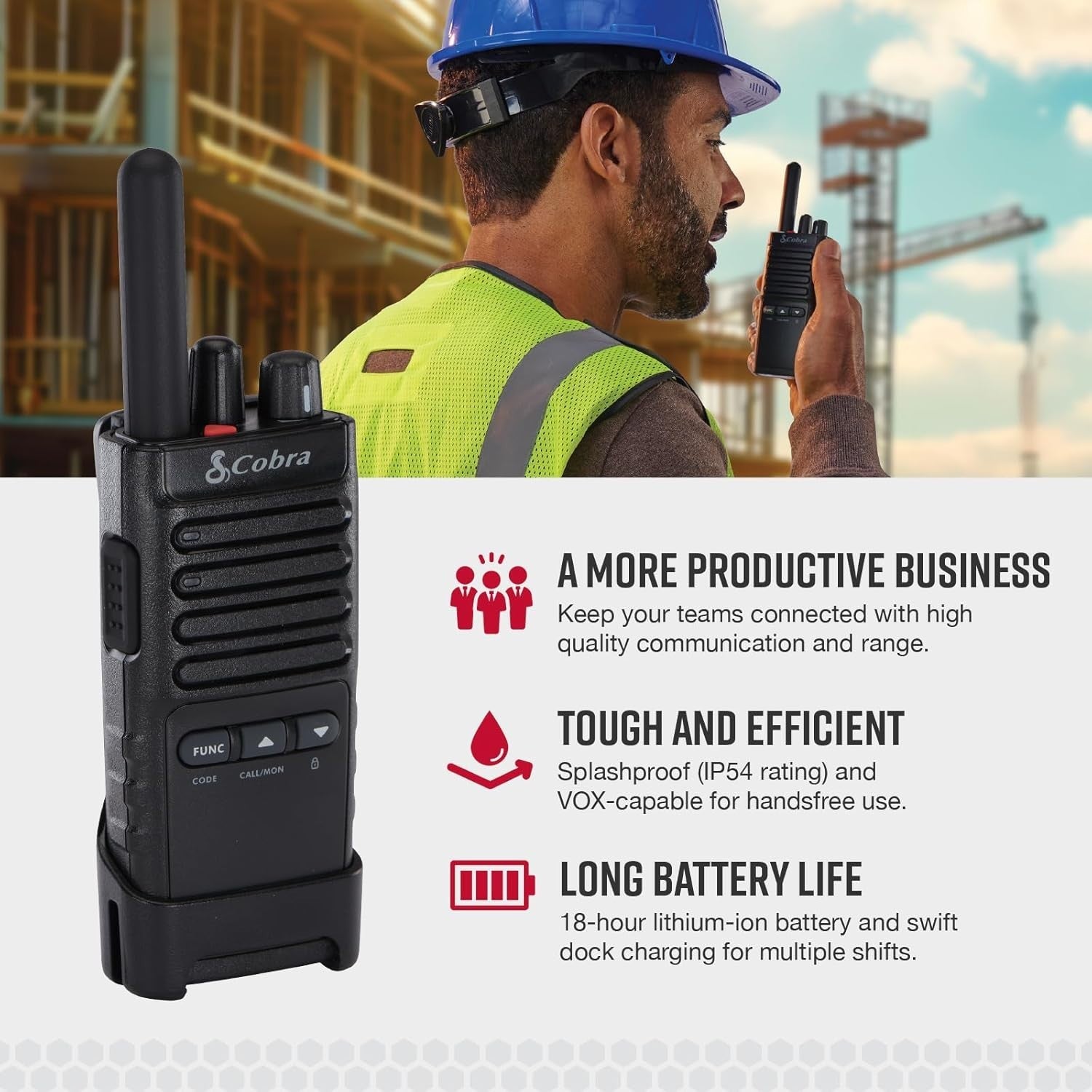Professional Walkie Talkies 2 Pack PMR446 Rechargeable IP54 2 Way Radios