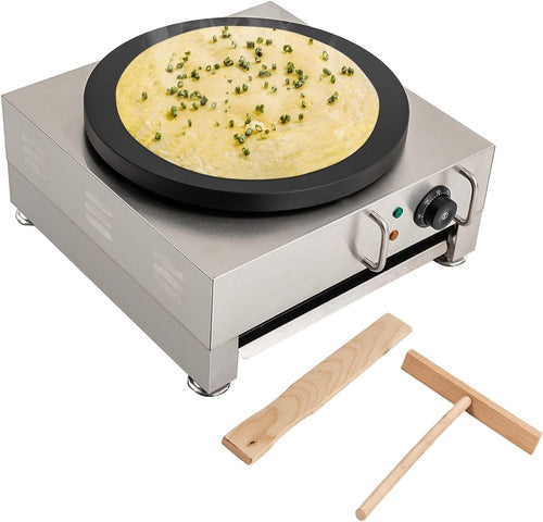 16" Commercial Electric Crepe Maker 1650W Non-Stick w/ Drawer Tray