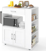 White Kitchen Island Trolley Cabinet Drawer Spice Rack
