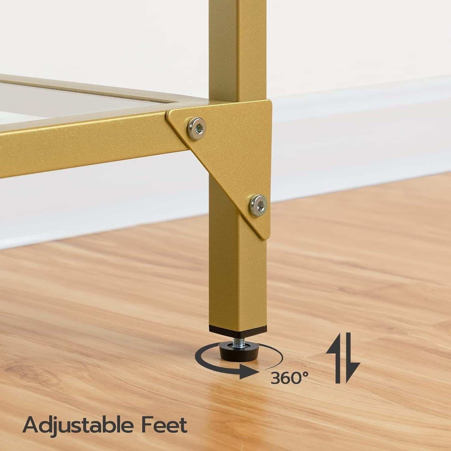 Slim 2-Tier Gold Console Table 100x22x80cm Tempered Glass Shelf