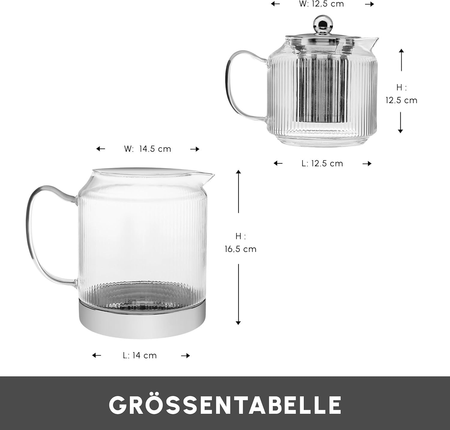 Glass Turkish Teapot Set 3L Borosilicate Tea Maker with Infuser