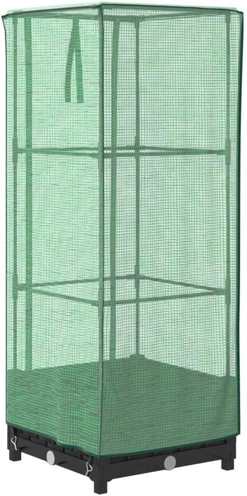 Raised Bed Planter with Greenhouse Cover 40x40x123cm | Rattan Look Black