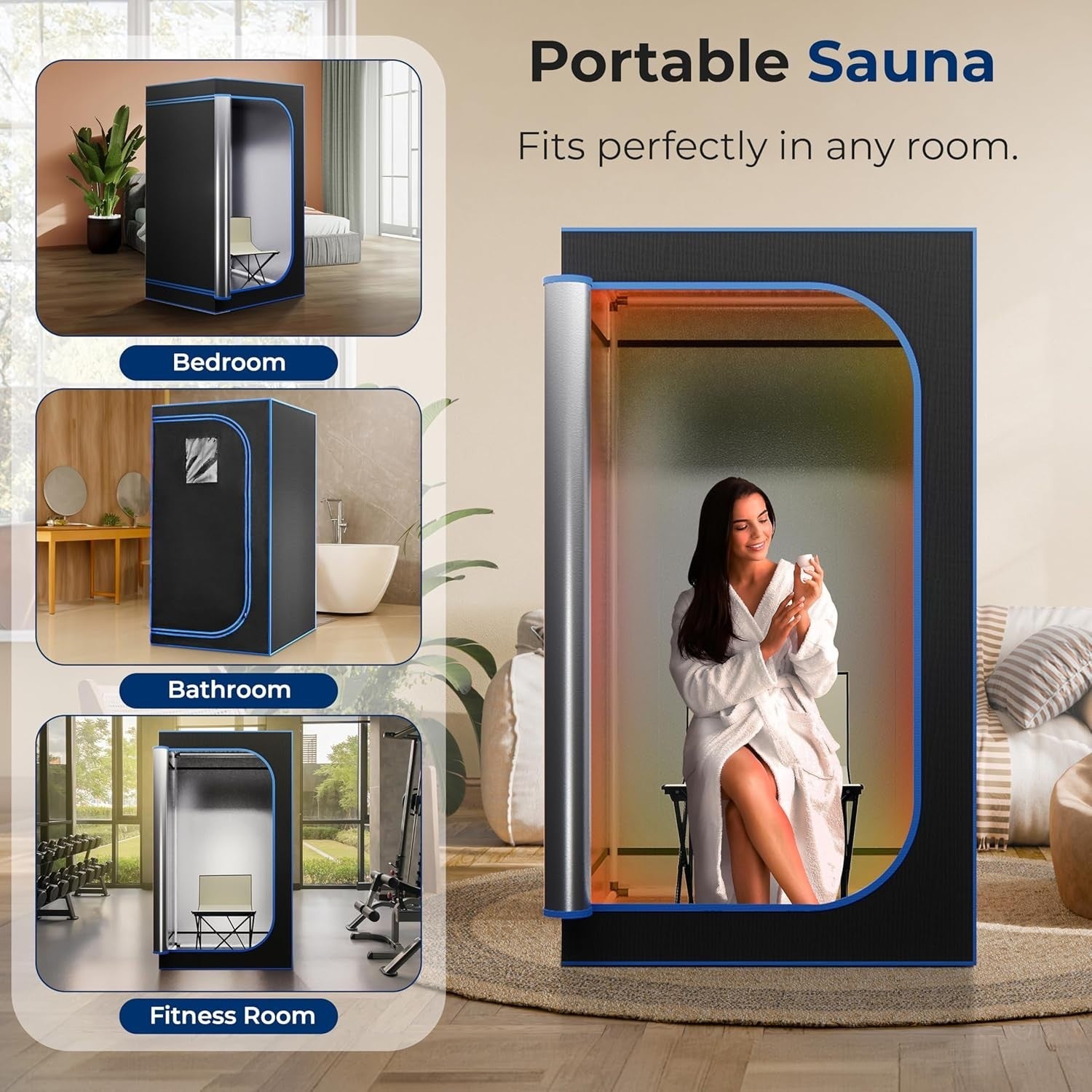 Portable Steam Sauna Tent – Infrared Home Sauna with Timer, Remote & Chair