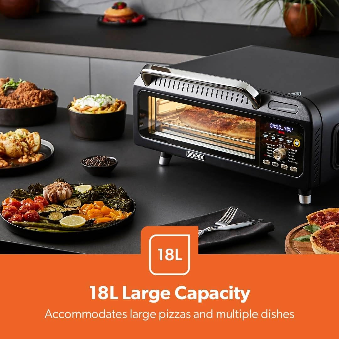 15-in-1 Air Fryer Oven 18L 400°C Digital Pizza & Bake Oven 2000W Black