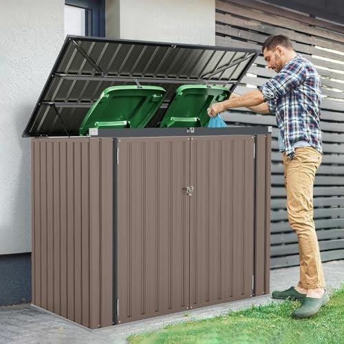 Metal Garden Storage Shed 6x3FT with Hydraulic Top, Double Doors & Lock Black