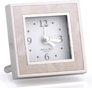 Silver Silent Sweep Alarm Clock Square Analogue Bedside Home Decor