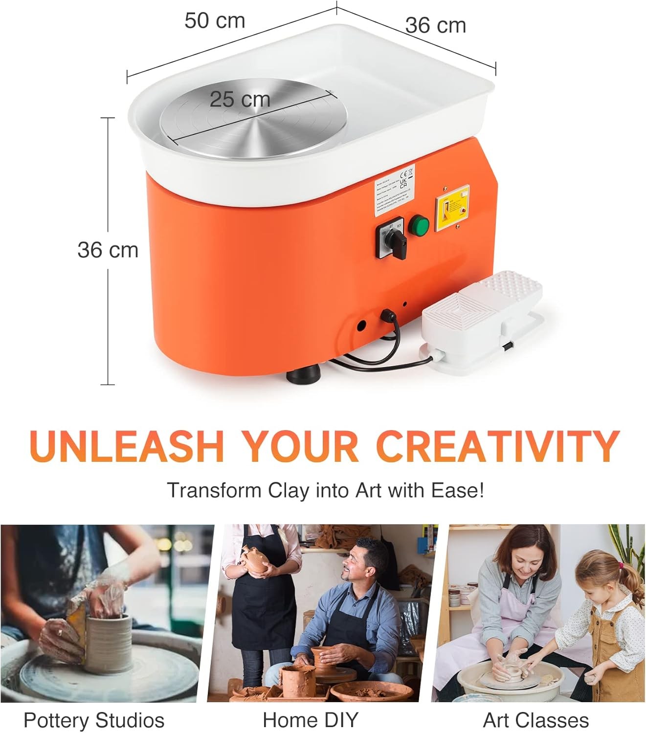 350W Electric Pottery Wheel 25cm Foot Pedal DIY Clay Machine