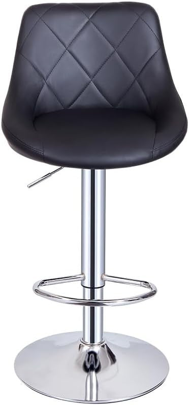 Black Faux Leather Bar Stool Adjustable Swivel Mid Back Pub Chair