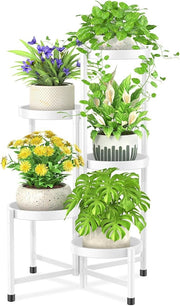 5 Tier White Metal Plant Stand Indoor Outdoor Corner Tall Flower Shelf Rack