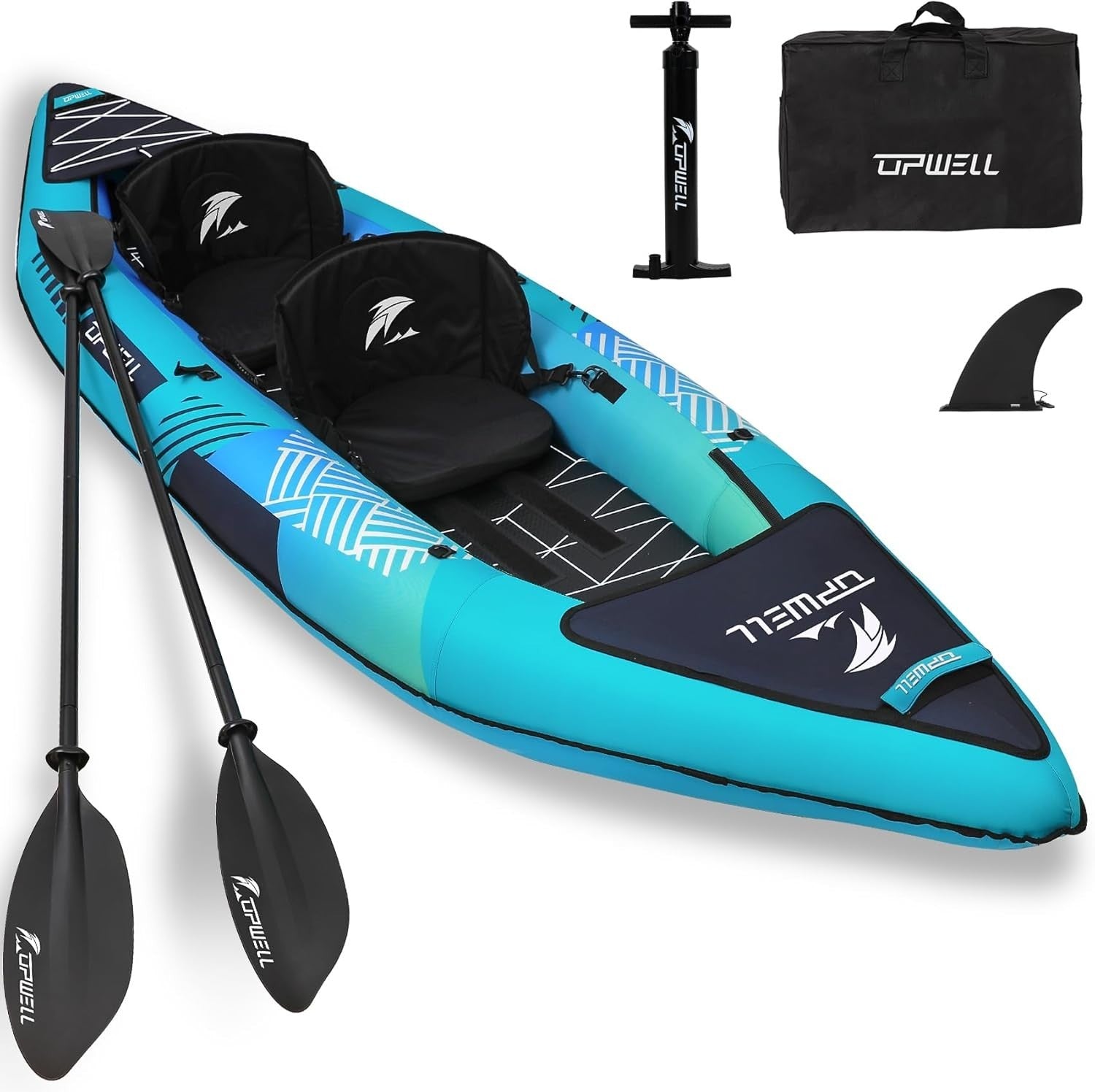2 Person Inflatable Kayak Set w/ Paddles Pump High Back Seats