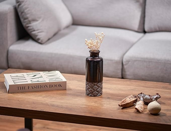Brown Decorative Vase Set of 3 Modern Table Centerpieces Home Décor