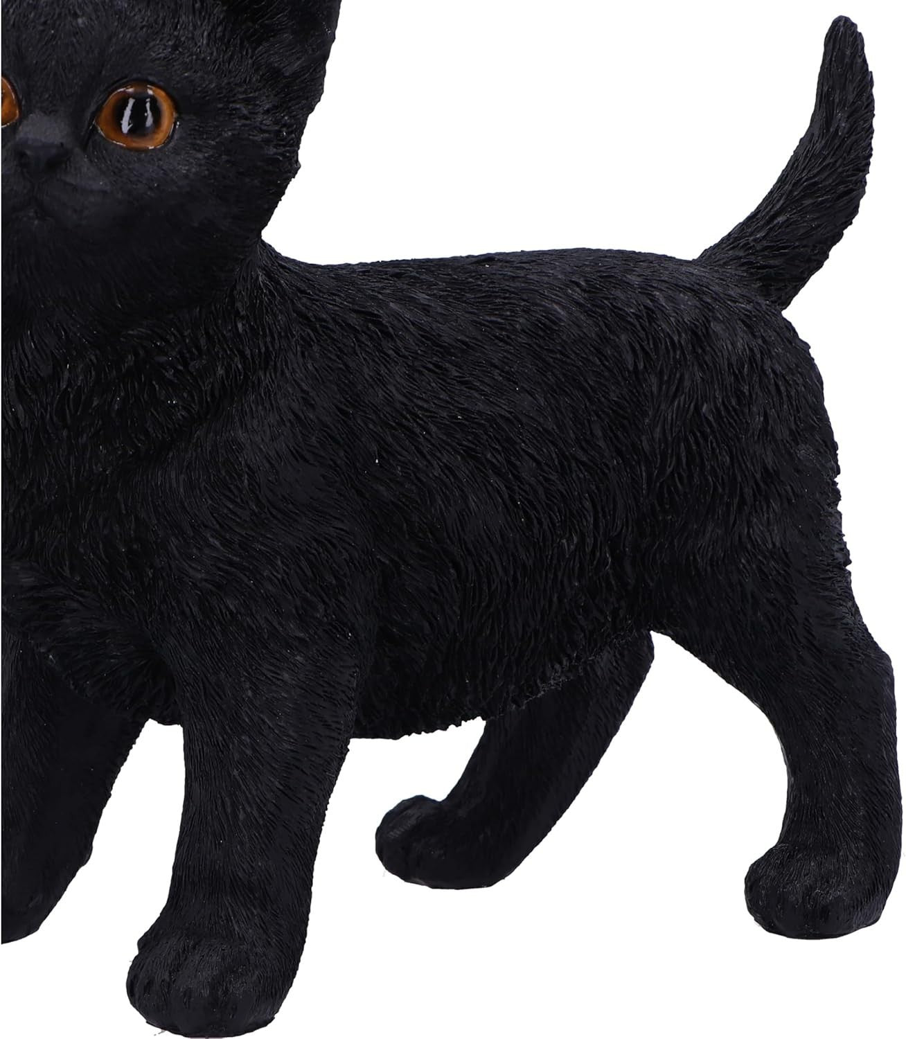 Black Cat Figurine 20cm • Resin Cat Ornament • Playful Kitten Home Decor Gift