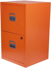 Orange Metal Filing Cabinet 2 Drawer A4 Lockable Office Storage