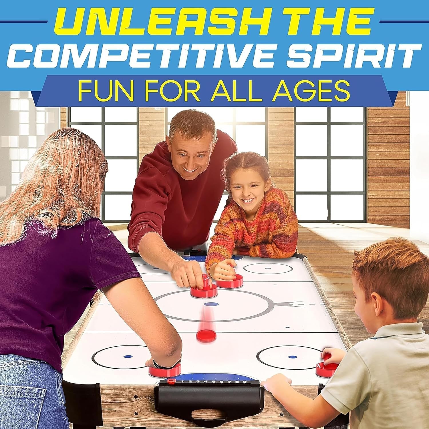 4.5ft Air Hockey Table Arcade LED Scoreboard Strong Motor Home Game