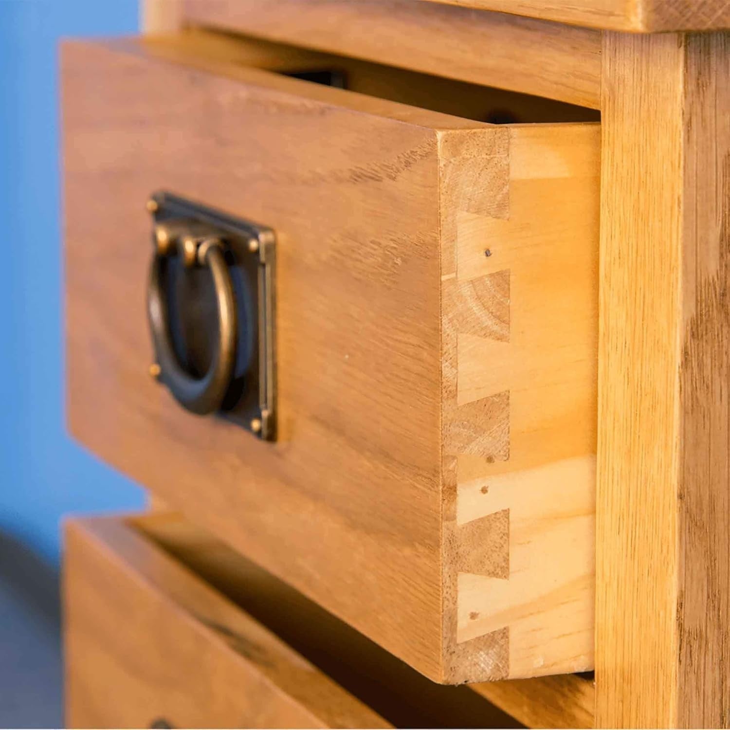 Rustic Solid Oak 3 Drawer Bedside Table – Fully Assembled Wood Nightstand