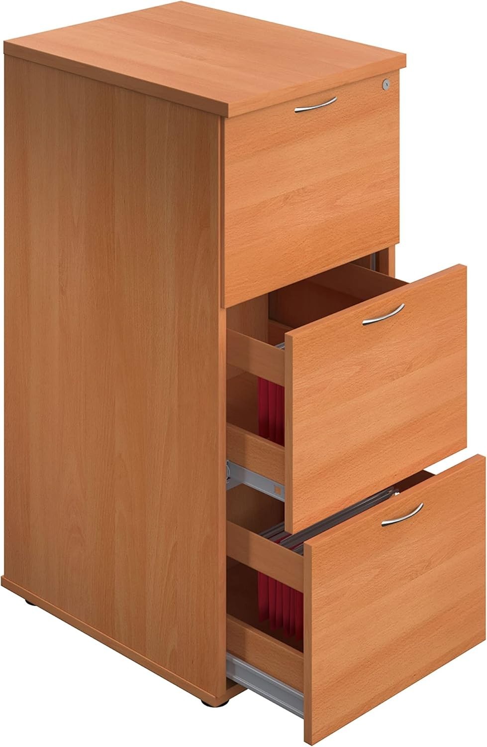 Beech Filing Cabinet 3 Drawer Lockable 105cm Heavy Duty Office