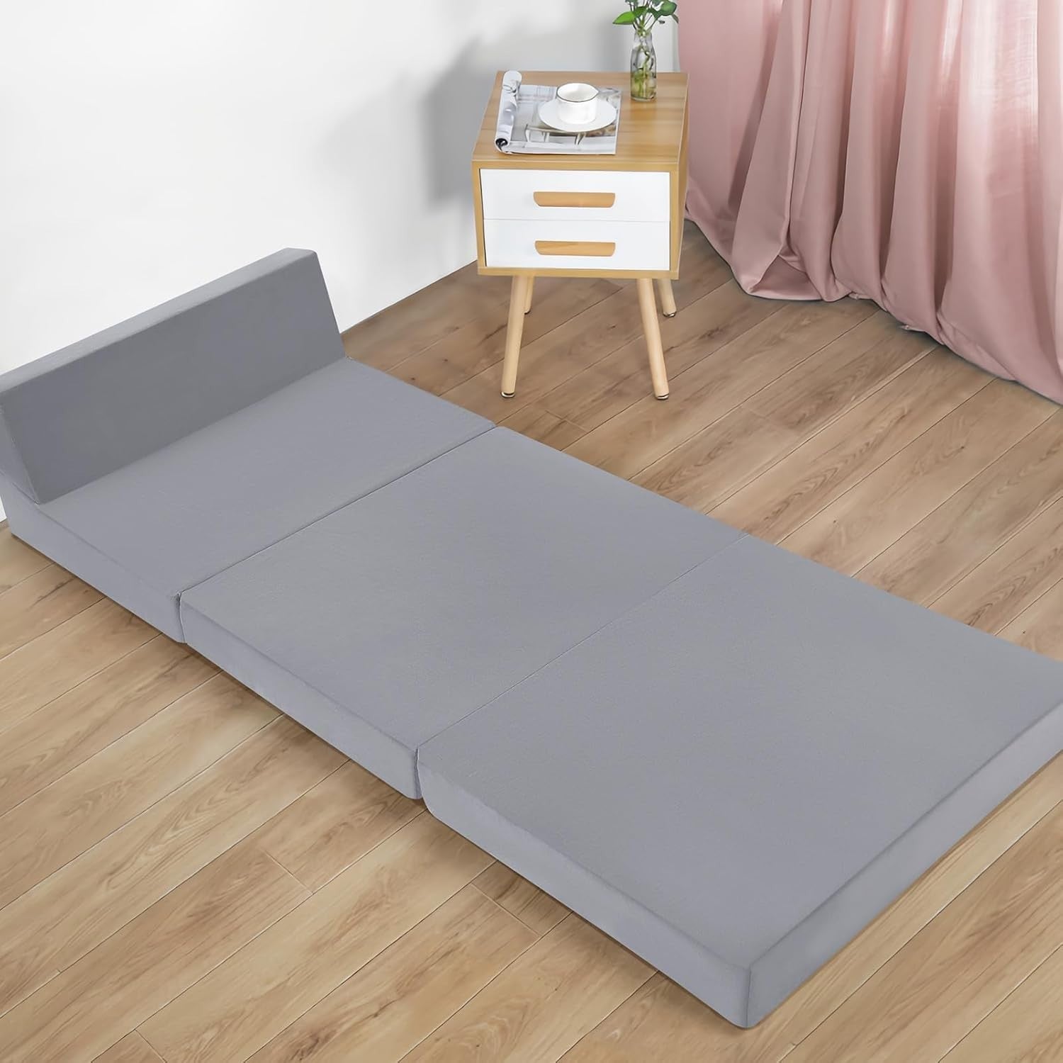 High-Density Folding Floor Mattress Sofa Bed | Portable Guest Bed, Grey