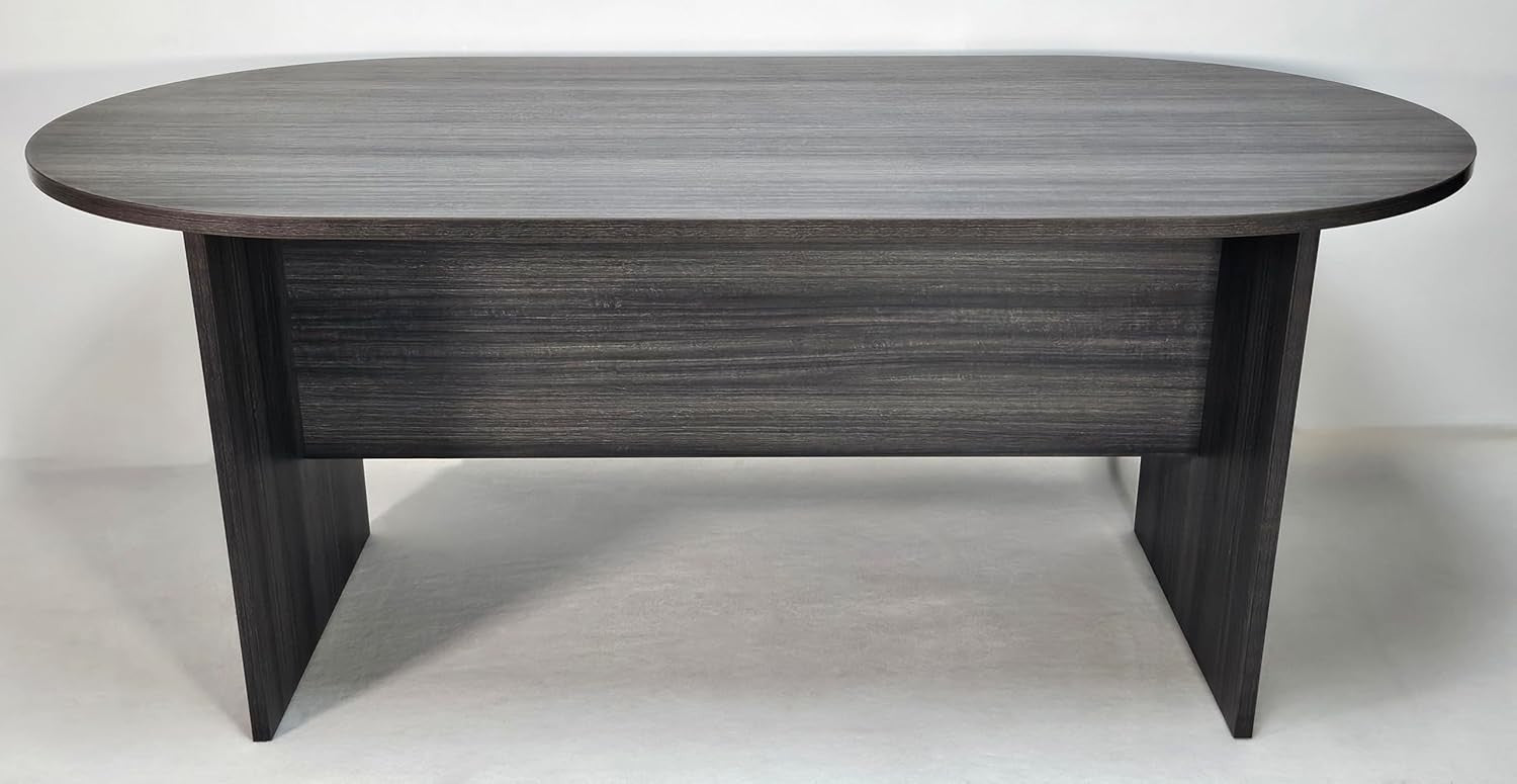Grey Oak Radial Meeting Table – Modern 150x75cm Office Desk Space-Saving