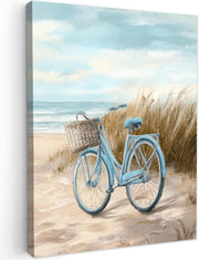 Large Framed Canvas Wall Art 50x70cm Beach Bicycle Vintage