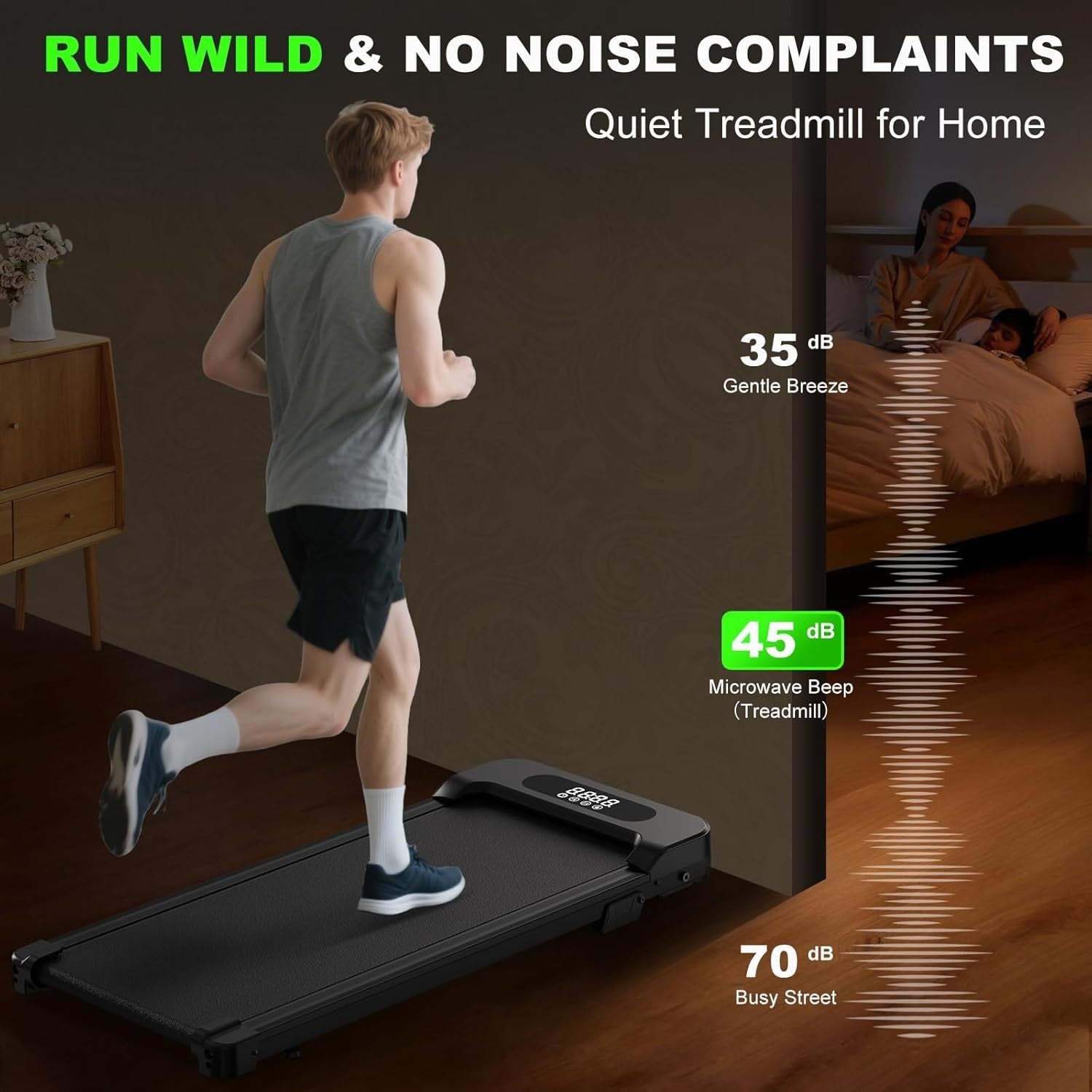 Compact Walking Treadmill Under Desk 8km/h Portable Home Gym Incline