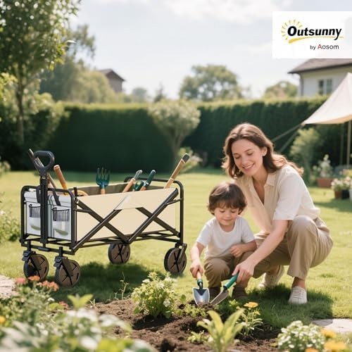 Portable Folding Garden Trolley 90L Camping Shopping Wagon