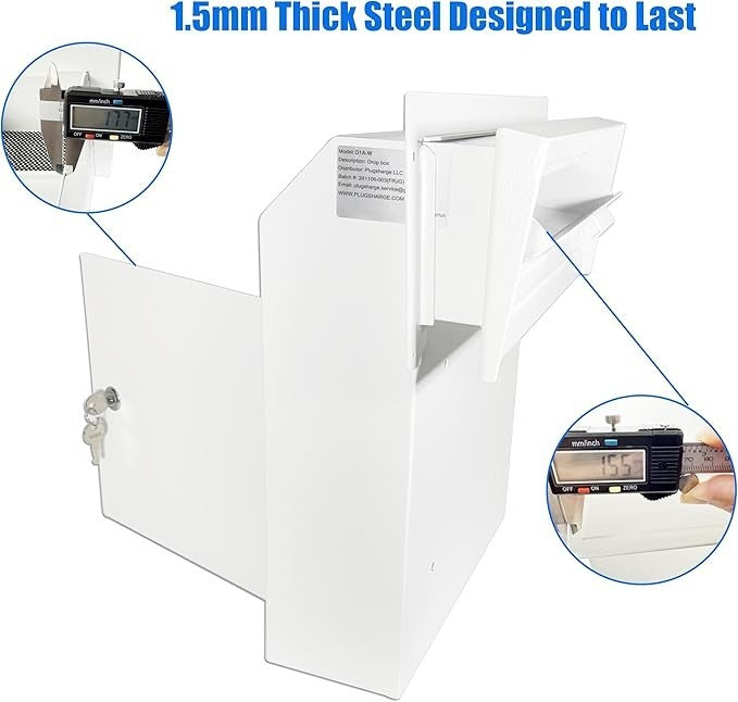 Locking Mail Drop Box Waterproof Steel Secure Deposit Slot for Cash Keys Letters