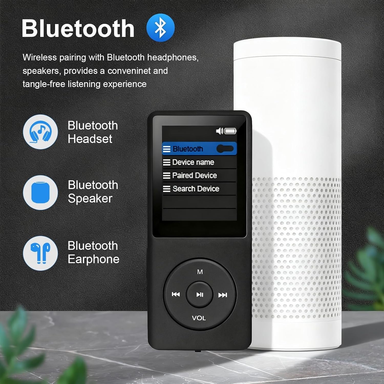 128GB MP3 Player Bluetooth 5.0 FM Speaker E-Book