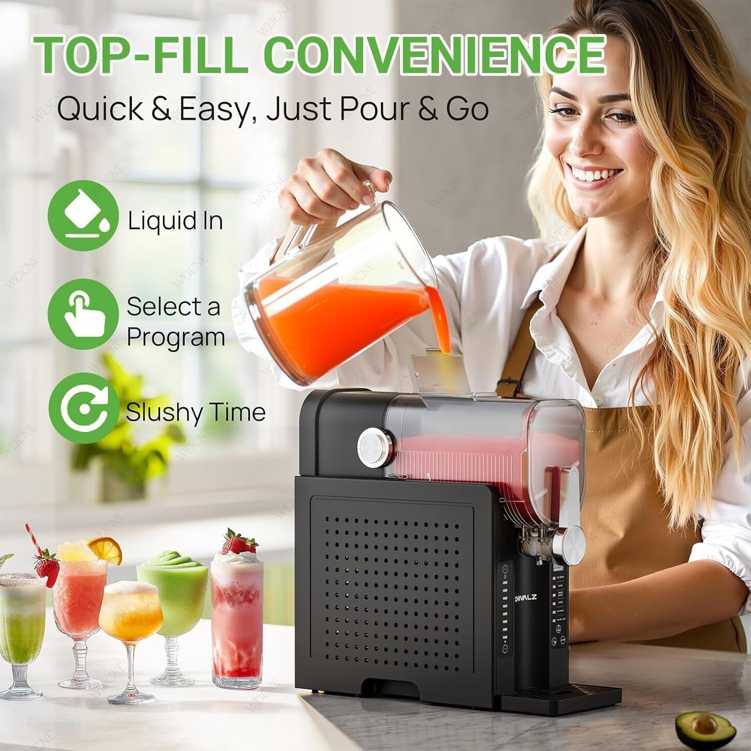 Slush Machine Frozen Drink Maker 1.6L LED Touch No Ice 6 Presets