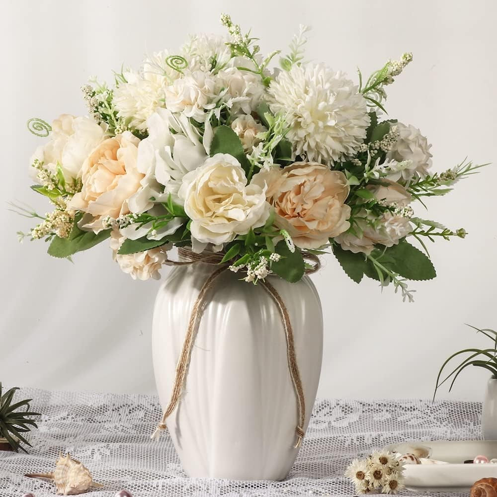 Artificial Peony Flower Arrangement in Vase Luxury Faux Flowers Home Decor