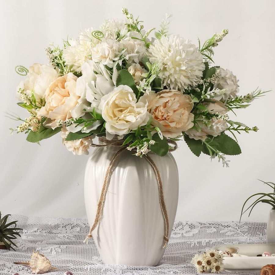 Artificial Peony Flower Arrangement in Vase Luxury Faux Flowers Home Decor