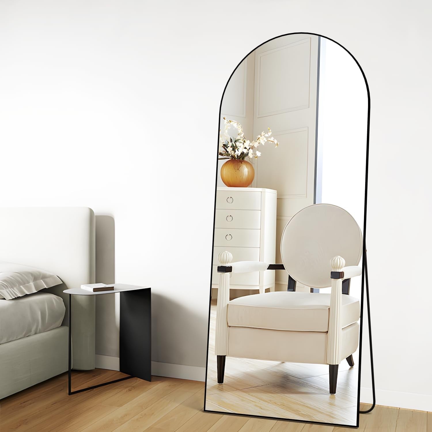 Full Length Arched Mirror 165x60cm Wall Leaning Standing Modern Black