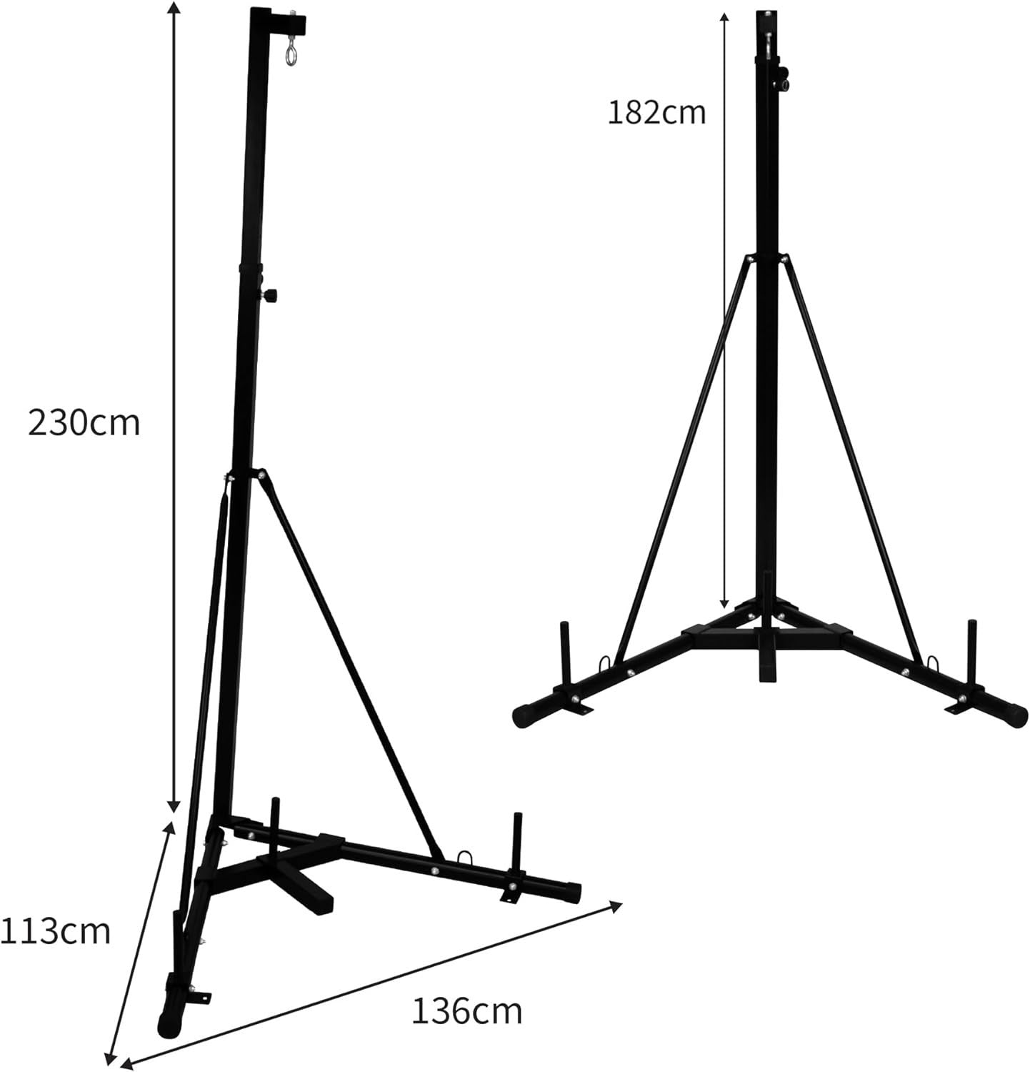 Folding Punch Bag Stand Heavy Duty Adjustable Boxing Frame 68kg
