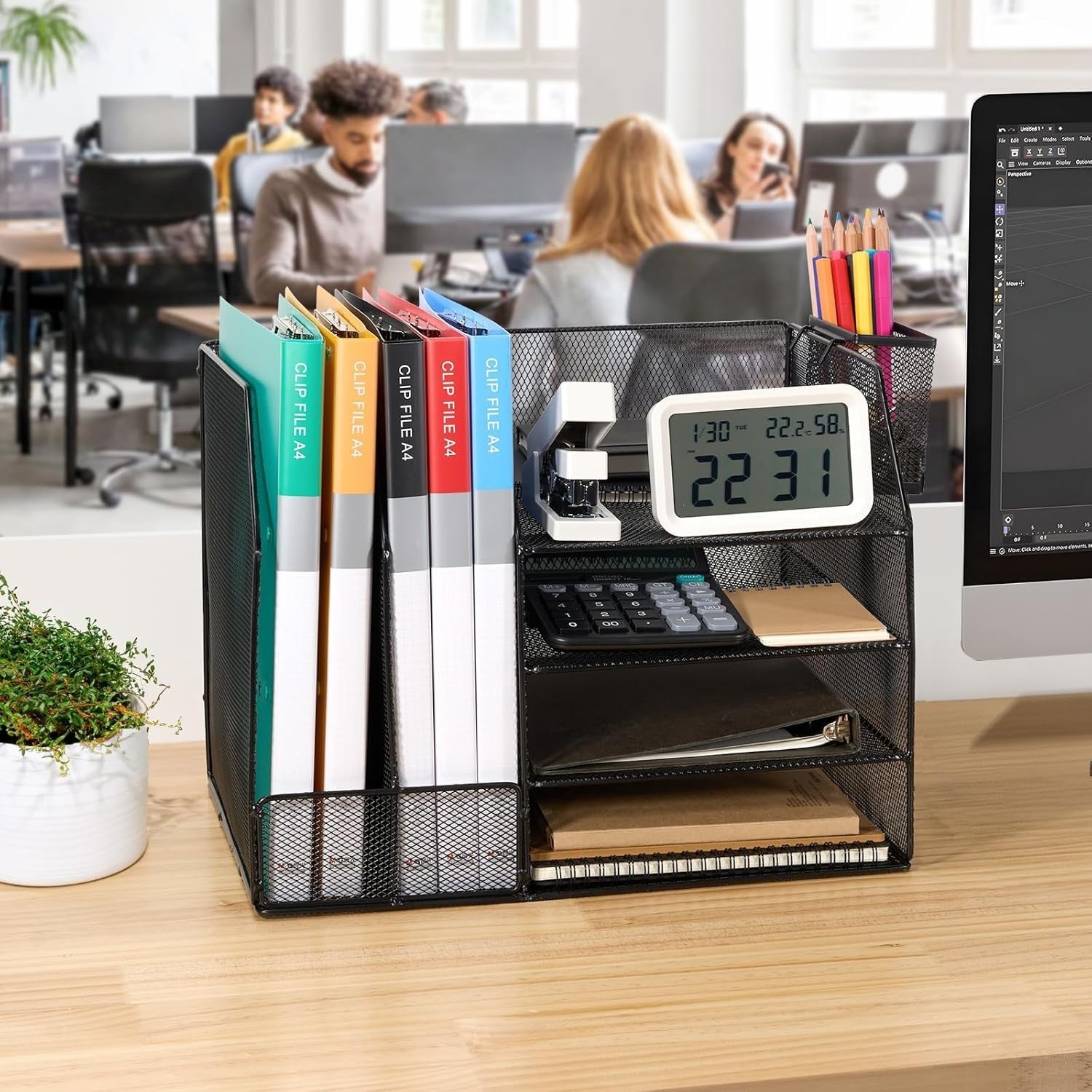4-Tier Stackable Desk Organizer Letter Tray – Metal File Holder