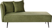 Modern Left Hand Chaise Lounge Green Polyester Fabric Cushions Wood Frame
